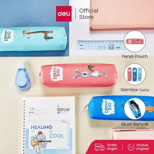 [EZO.7000747] Deli Pencil Pouch / Tempat Pensil Gambar Binatang Lucu 20 CM EH900