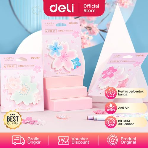 [EZO.7002079] Deli Sticky Notes / Memo Pad Bunga Sakura 80GSM 30Lmbr Anti Air 21554