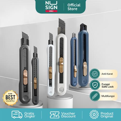 [EZO.7000753] Deli Nusign Cutter / Pisau Kecil Bahan SK5 Anti Karat Praktis NS06X
