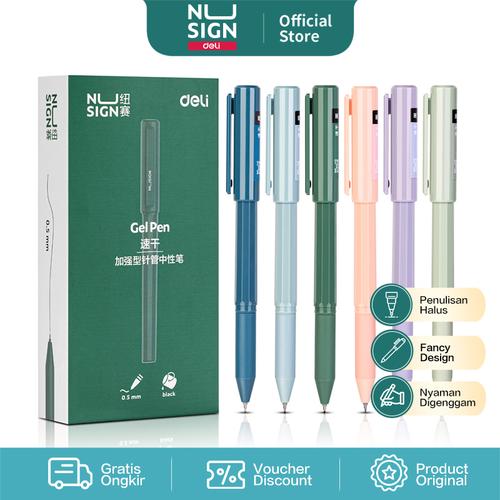 [EZO.7002081] Deli Nusign Gel Pen / Pulpen Gel 0.5mm Tinta Hitam Desain Elegan NS574