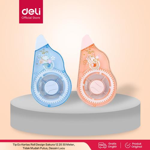 [EZO.7002082] Deli Correction Tape / Tip-Ex kertas Roll Desain Sakura 30 Meter 71549