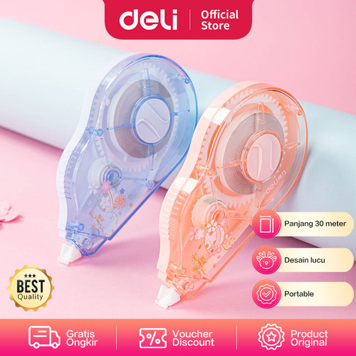 [EZO.7002082] Deli Correction Tape / Tip-Ex kertas Roll Desain Sakura 30 Meter 71549