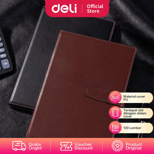 [EZO.7002148] Deli Leather Cover notebook / Buku Tulis Sampul Kulit 16k 120Lmbr 7945