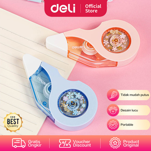 [EZO.7002083] Deli Correction Tape / Tip-Ex kertas Roll Desain Sakura 12 Meter 71546