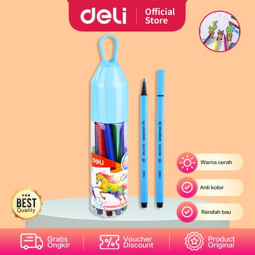 [EZO.7002149] Deli Felt Pen Washable / Spidol Mudah di Hapus 1.0mm 18Colors EC10516