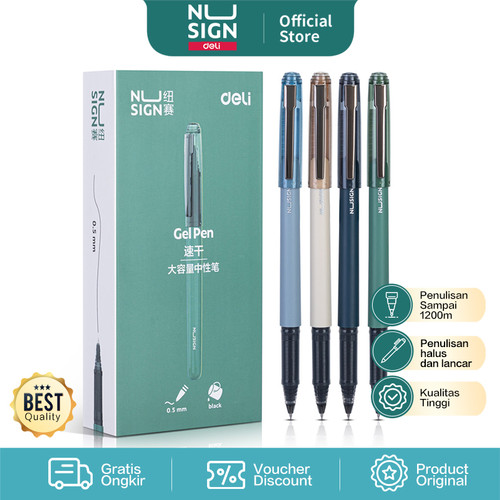 [EZO.7002084] Deli Nusign Gel Pen / Pulpen Gel 0.5 mm Tinta Hitam Warna Pastel NS567