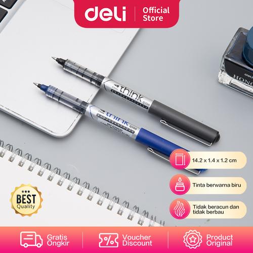 [EZO.7002152] Deli Roller Pen / Pulpen Biru Tidak Beracun & Berbau 12pcs/Box EQ20030