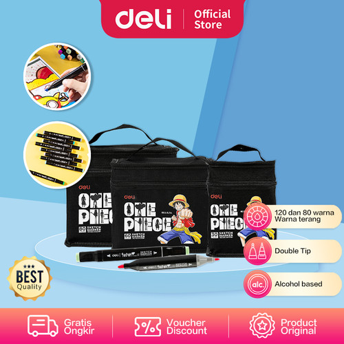 [EZO.7002089] Deli Sketch Marker / Spidol Sketsa Edisi One Piece Double Tip EC180-X