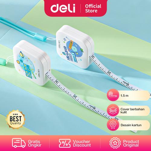 [EZO.7002169] Deli Cute Measuring Tape / Meteran Mini Cover Kulit 1.5m 79653