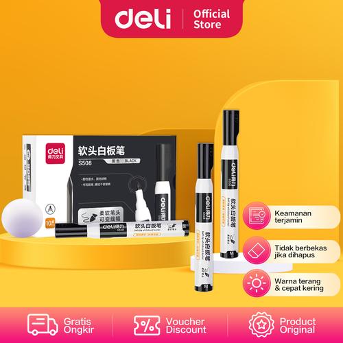 [EZO.7002188] Deli Whiteboard Marker / Spidol Papan Tulis dapat di hapus 1-3mm S508