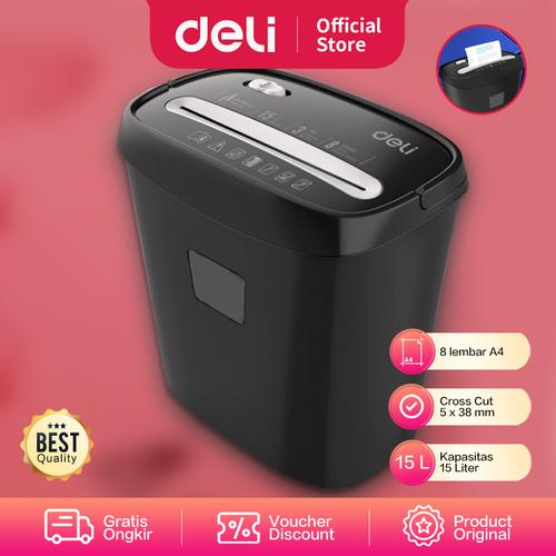 [EZO.7000815] Deli Paper Shredder / Penghancur Kertas Kapasitas 8Lbr Otomatis E9947