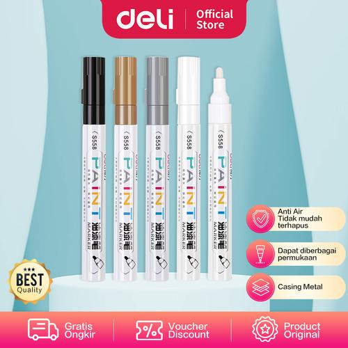 [EZO.7000778] Deli Permanent Paint Marker Spidol Permanen Anti Air Multifungsi S558