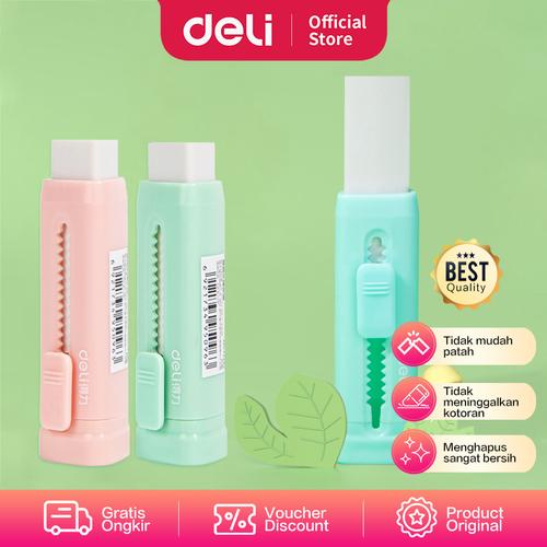 [EZO.7000783] Deli Sliding Eraser / Penghapus Mekanik Warna Lucu Bahan TPR+ABS 71145
