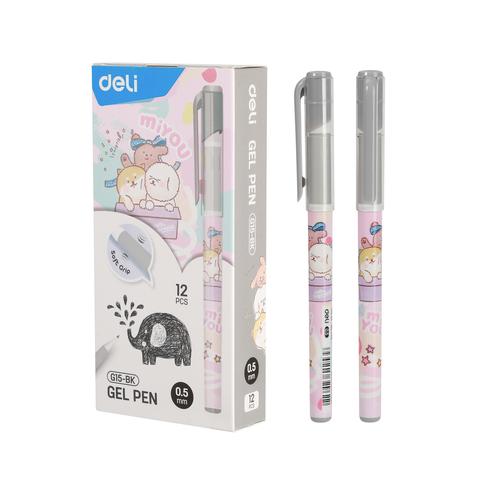 [EZO.7002195] Deli Gel Pen / Pulpen gel 0.5mm Edisi Miyou Tinta Biru/Hitam EG15