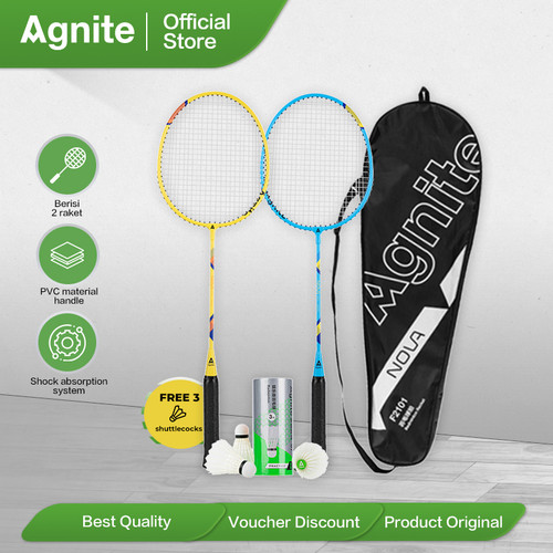 [EZO.7000788] Deli Agnite Badminton Racket/Raket Bulu Tangkis isi 2 Gratis Kok F2101