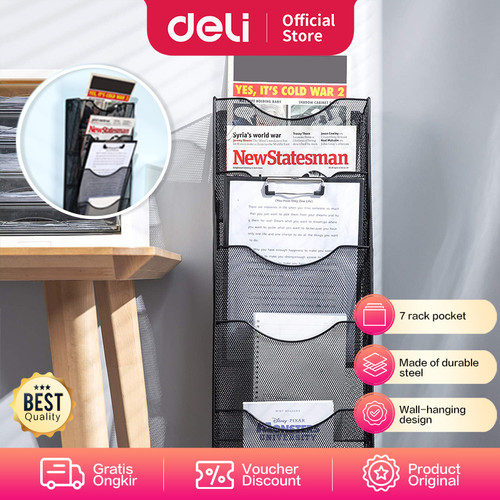 [EZO.7002125] Deli Hanging Magazine Rack / Rak Koran Gantung 7Slot Dari Besi KK2667A