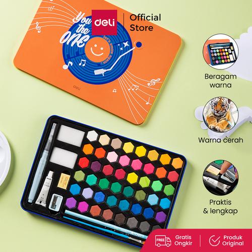 [EZO.7000791] Deli Solid Watercolor Paint / Set Cat Air Padat Warna Terang 73936-X