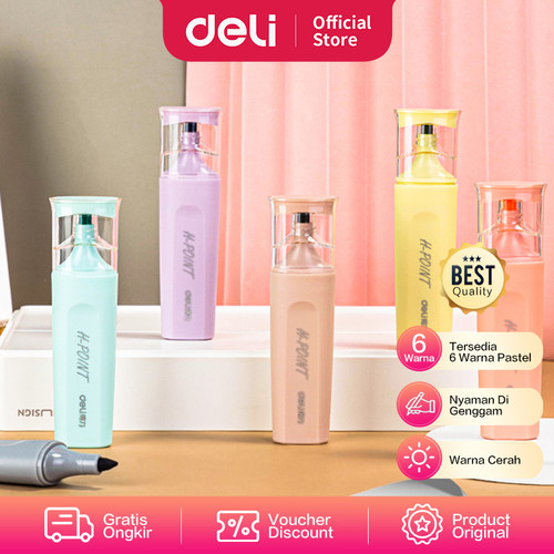 [EZO.7000794] Deli Highlighter Set / Penanda Set Isi 6 Warna Pastel Desain Lucu S616
