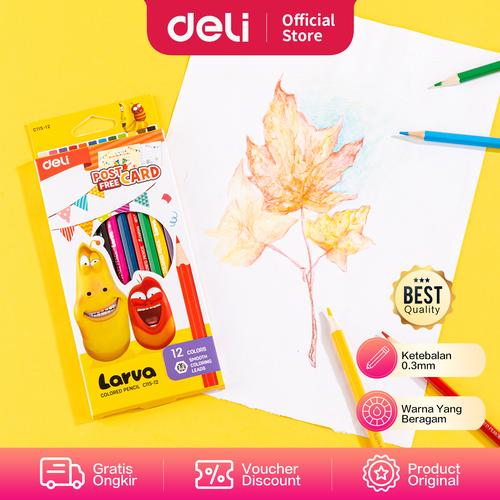 [EZO.7000838] Deli Larva School Color Pencil / Pensil Warna 12/24C Hasil Tebal EC115