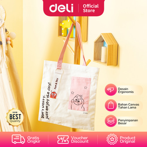 [EZO.7000835] Deli Larva Canvas Bag / Tas Kanvas Jinjing Totebag 34x3cm EH800