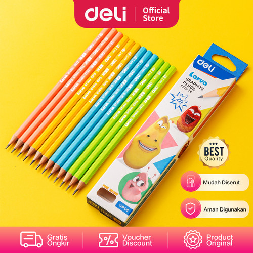 [EZO.7002220] Deli Larva Graphite Pencil / Pensil Kayu HB/2B Isi 12pcs/box EC013
