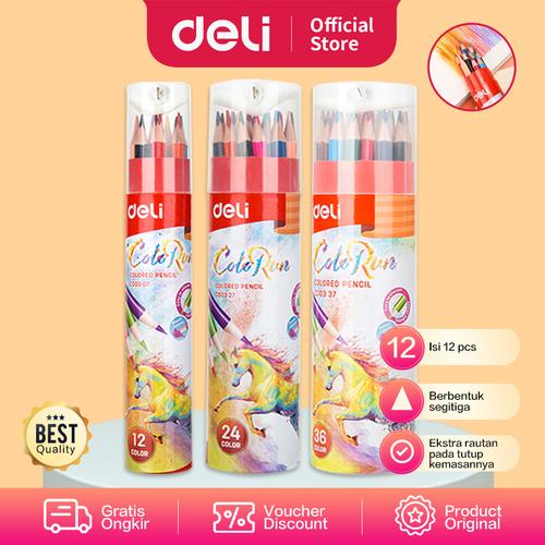 [EZO.7000870] Deli EC00307 Pensil Warna 12 Warna dengan Bonus Rautan Pensil Diatas