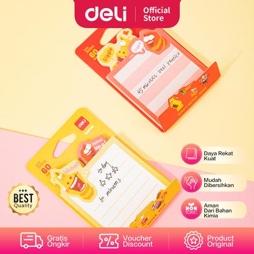 [EZO.7000840] Deli Larva Sticky Notes/ Memo Tempel 3"x3" 60Lmbr 2C Motif Lucu EA039