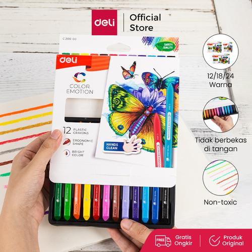 [EZO.7000871] Deli EC20000 School Crayon / Krayon - Plastic Crayon Triangle 12warna