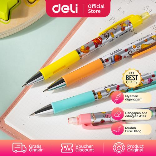 [EZO.7002225] Deli Larva Mechanical Pencil / Pensil Mekanik 0,5mm Soft Grip EU765