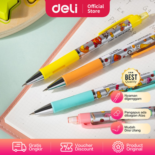 [EZO.7002225] Deli Larva Mechanical Pencil / Pensil Mekanik 0,5mm Soft Grip EU765