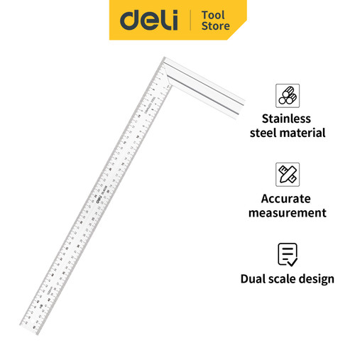 [EZO.7000875] Deli Steel Angle Ruler/Penggaris Siku Besi 500mm Mengukur Sudut DL4038