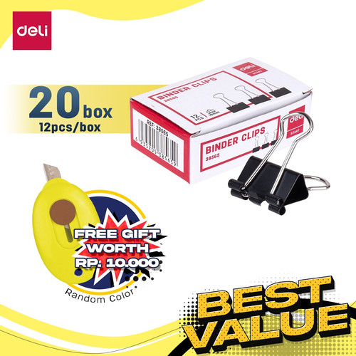 [EZO.7000843] Deli Combo Ekonomis 20pak Paper Clip 19mm Isi 12pcs/pak Free Cutter