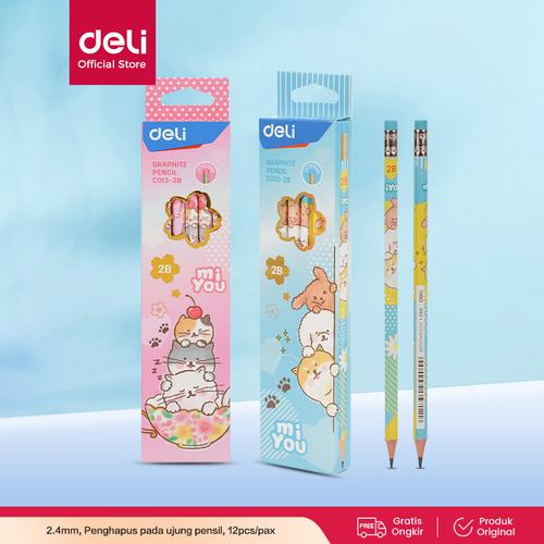[EZO.7000851] Deli Graphite Pencil/Pensil Kayu 2B Design Miyou Mudah Diraut EC012-2B