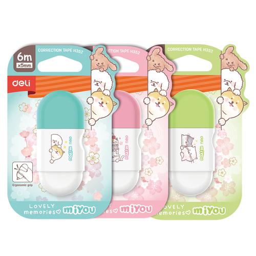 [EZO.7000854] Deli Correction Tape / Tip Ex Kertas 6m 8m Cap Type Design Miyou EH35X