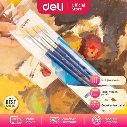 [EZO.7002247] Deli Paint Brush / Kuas Lukis Isi 4pcs Ukuran Awet Dipakai 73923