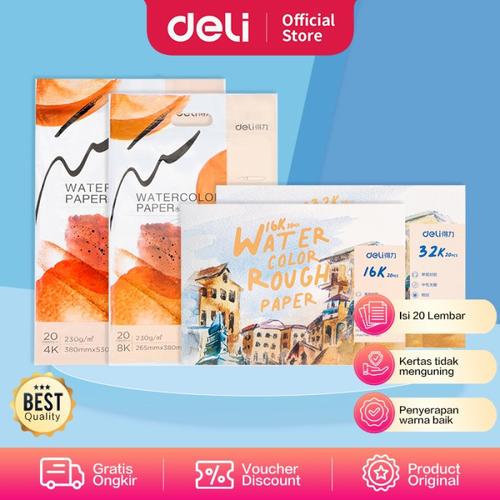 [EZO.7000855] Deli Watercolor Paint Paper / Kertas Gambar Canvas 20Lembar 739XX