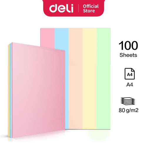 [EZO.7002258] Deli Colored Copy Paper / Kertas Warna A4 80gsm 100L/pack 5Warna 7788