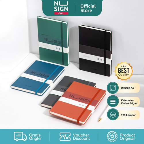 [EZO.7002259] Deli Nusign Notebook / Notebook A5 96 Lembar Kertas 80gsm NS281