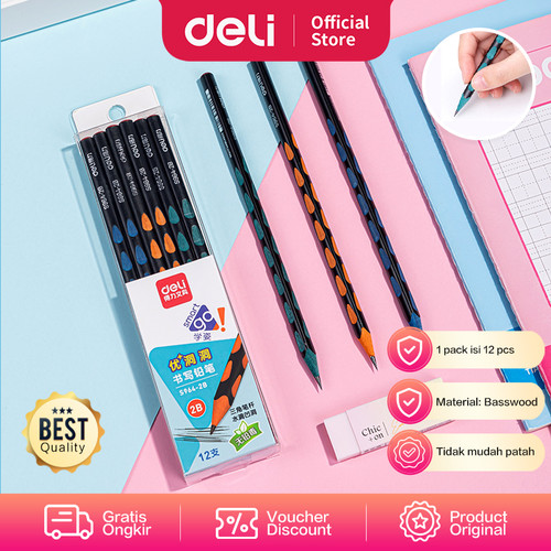 [EZO.7002269] Deli Graphite Pencil / Pensil Kayu Warna Warni 2B Isi 12/pcs S964