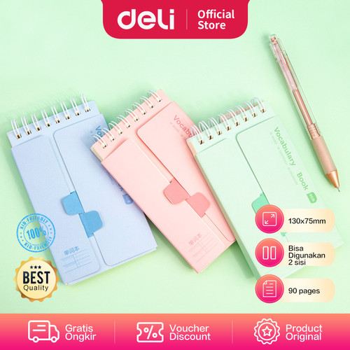 [EZO.7002270] Deli Spiral Notebook / Notes 90Lembar Kertas 70gsm Desain 2 Sisi 24210