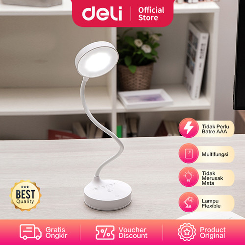 [EZO.7002324] Deli Desk Lamp / Lampu Belajar Bisa Jadi Tempat Pulpen Adjustable 432X