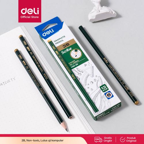 [EZO.7000931] Deli Graphite Pencil / Pensil Kayu 2B Isi 12pcs Kualitas Bagus EC88