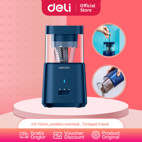 [EZO.7002373] Deli Electril Pencil Sharpener / Rautan Otomatis Dengan Baterai 71205