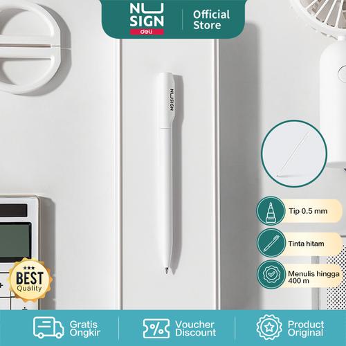[EZO.7000933] Deli Nusign Gel Pen/Pulpen Gel Putar 0.5mm Tinta Hitam Bahan ABS NS552