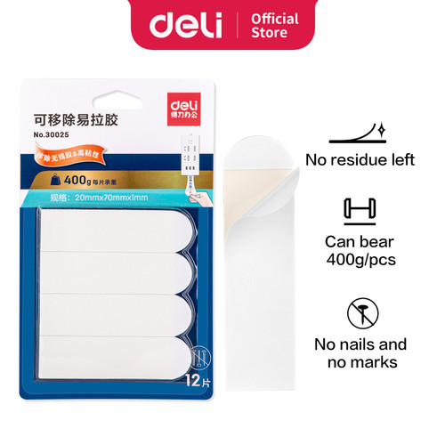 [EZO.7002374] Deli Mounting Tape / Mounting Tape 20x70mm Isi 12Pcs/Pack 30025