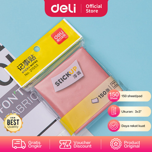 [EZO.7000935] Deli Sticky Note / Memo Tempel 3x3 150 lembar Kertas 80g 21553