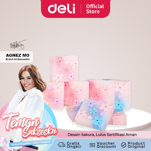 [EZO.7000938] Deli Eraser / Penghapus Eco PVC Gambar Bunga Sakura 2 Warna 71135