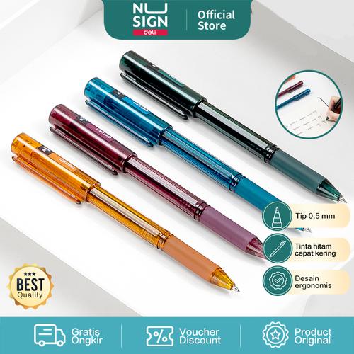 [EZO.7002378] Deli Nusign GeL Pen / Pulpen Gel 0.5mm Tinta Hitam Hasil Halus NS558
