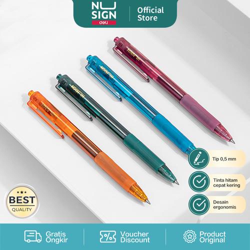[EZO.7002379] Deli Nusgin Gel Pen / Pulpen Gel Cetek 0.5mm Tinta Hitam NS561