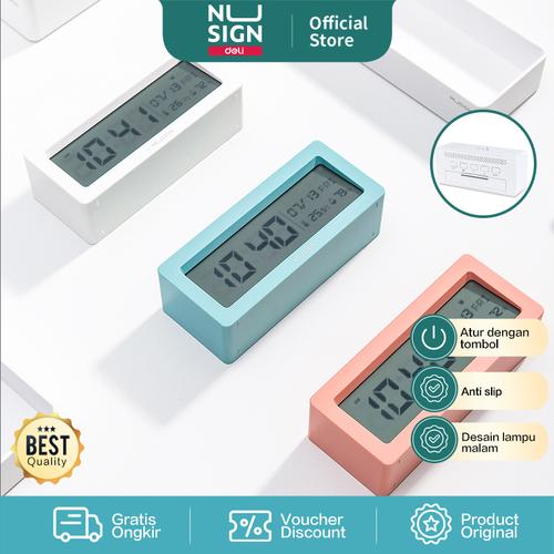 [EZO.7000956] Deli Nusign Digital Clock/ Jam Digital Dengan Alarm Hari Tanggal NS881
